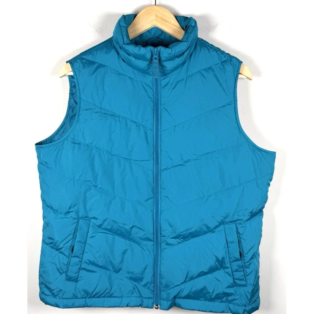 Lands' End Ladies Gilet 80%‎ Down & 20% Feather Teal - Women's Size Large 14/16
